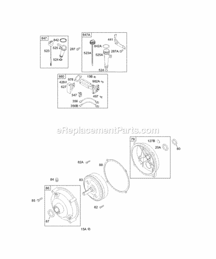 Gear Reducer Oil Group Diagram and Parts List for 135432-0120-02  Briggs and Stratton Engine